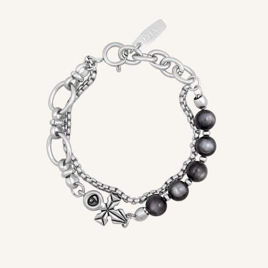 Vyn Hybrid Layered Bracelet (Black Obsidian)