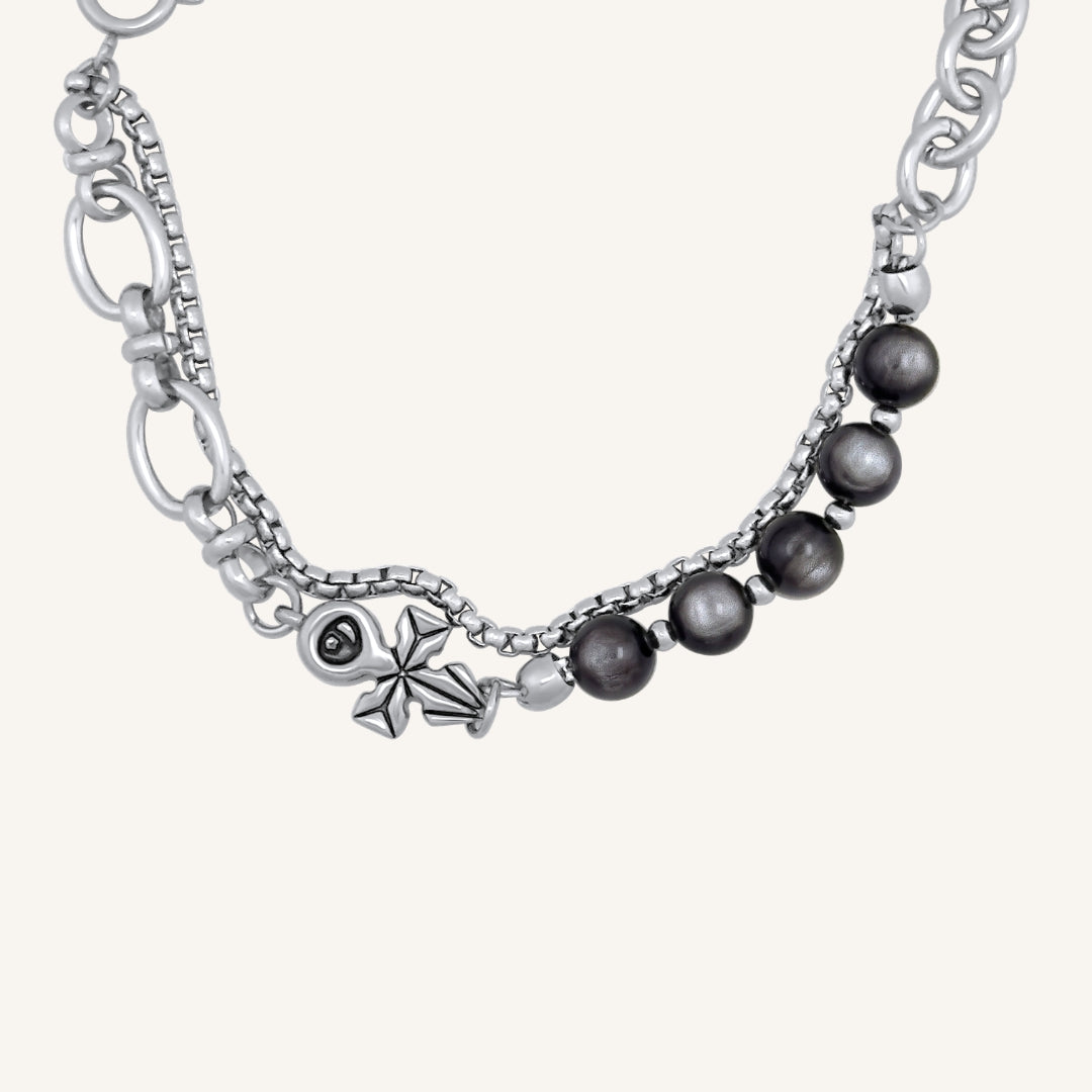 Vyn Hybrid Layered Bracelet (Black Obsidian)