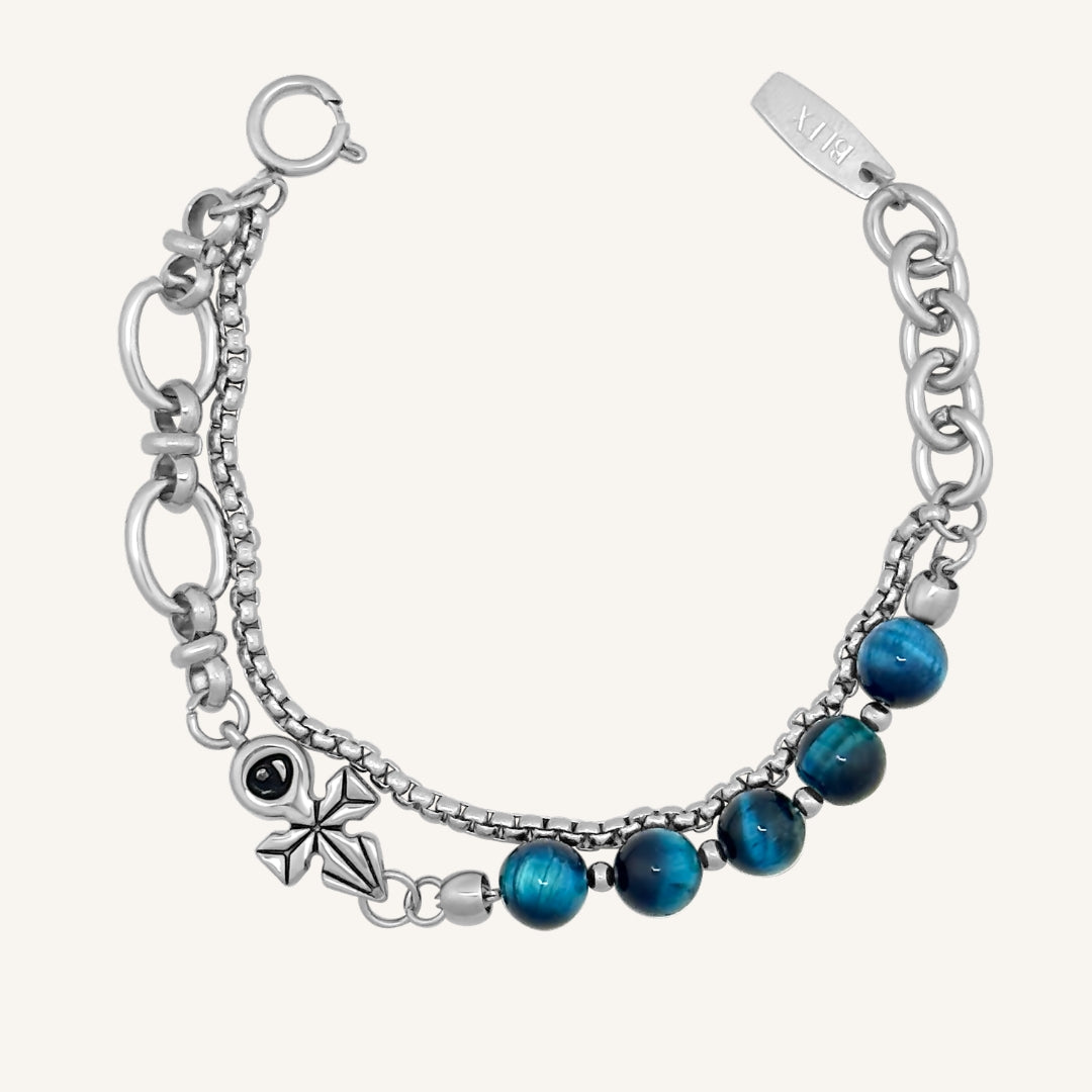 Vyn Hybrid Layered Bracelet (Blue Tiger Eye)