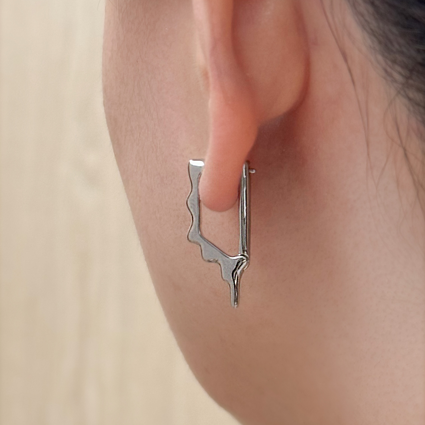 Avery Melt Hoop Earring - Silver