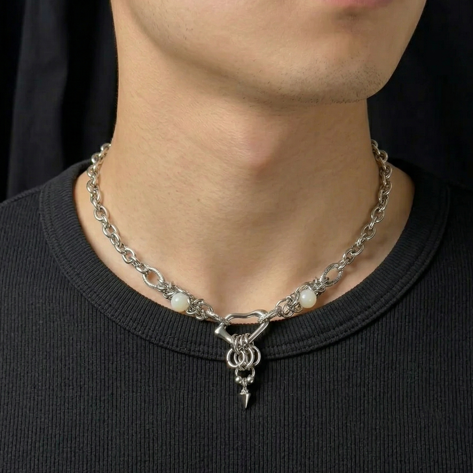 Daphna Chainmail Shell Necklace - Silver - BLFX