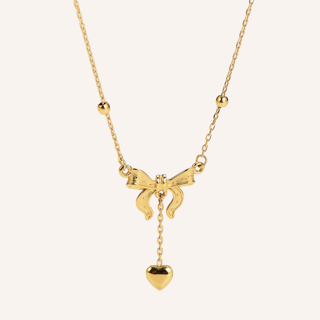 Cassidy Ribbon Bow Necklace - Gold