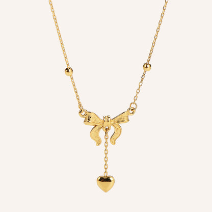 Cassidy Ribbon Bow Necklace - Gold