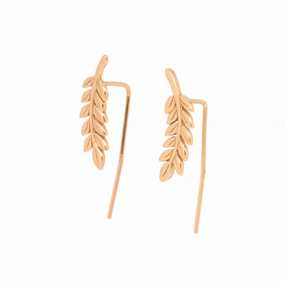 Common Ash Leaf Branch Ear Climber - Rose Gold