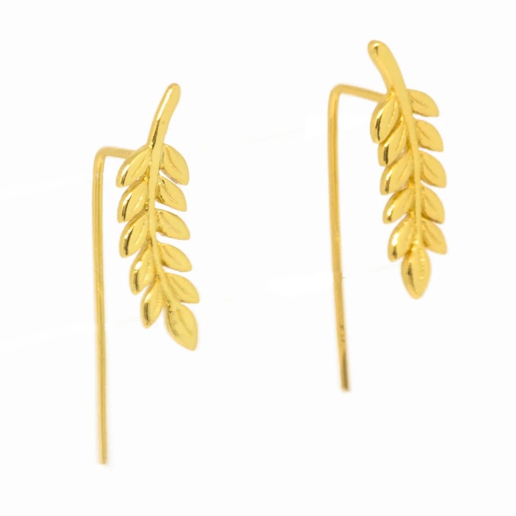 Common Ash Leaf Branch Ear Cuffs - Gold, Earrings - Blaack Fox