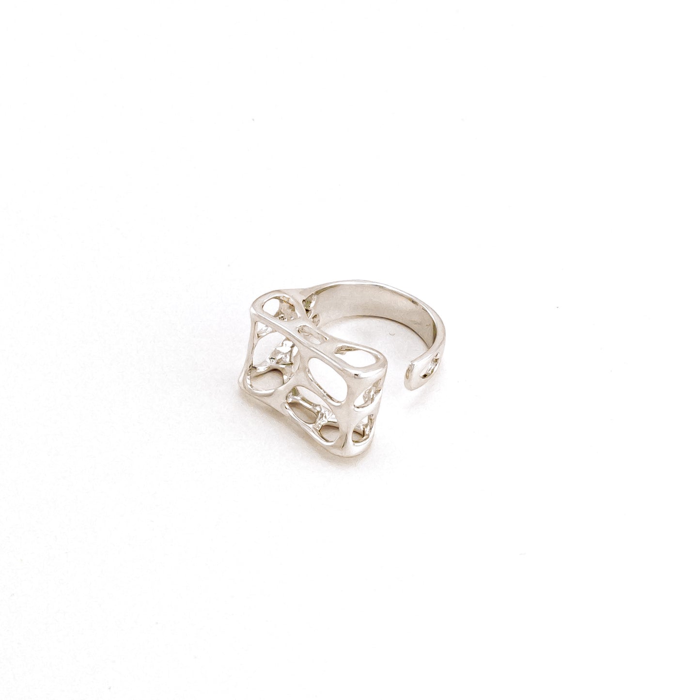 Molten Lava rectangle Adjustable Ring - Silver