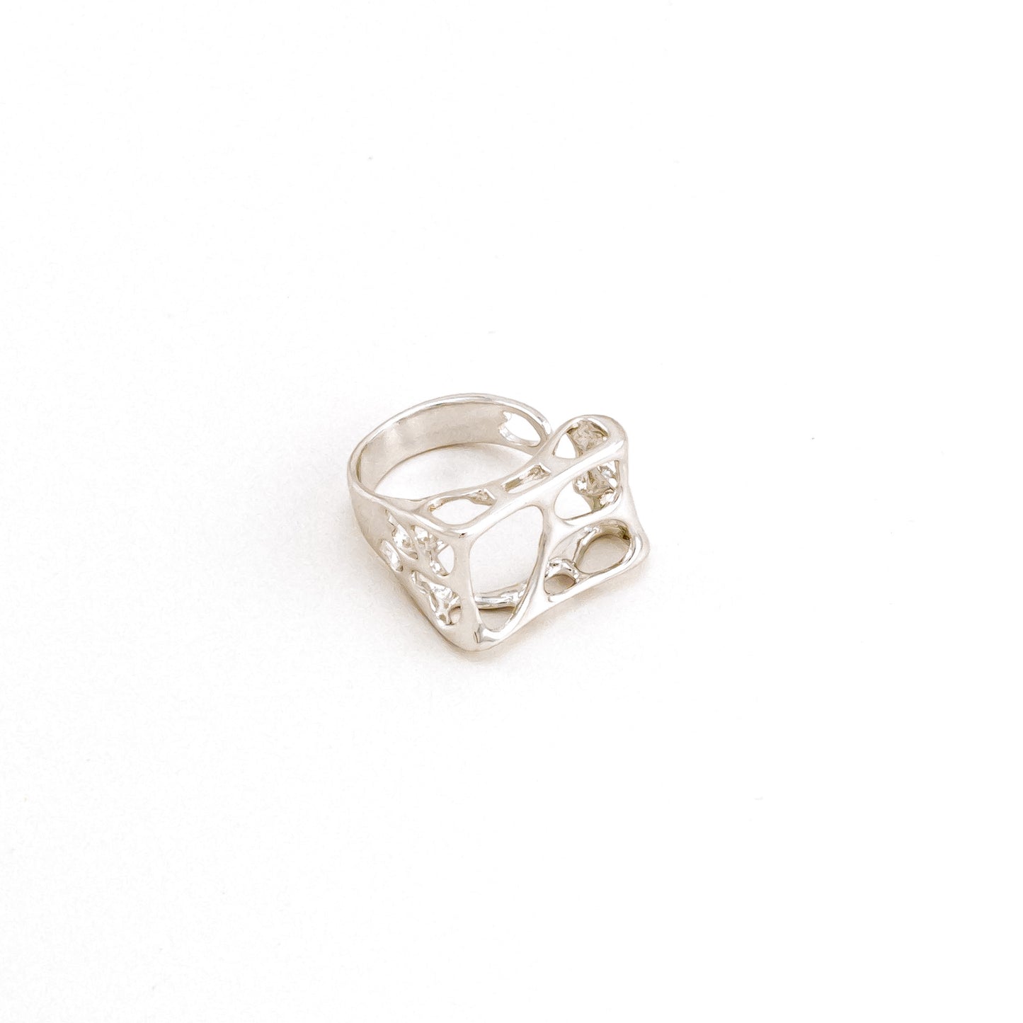 Molten Lava rectangle Adjustable Ring - Silver