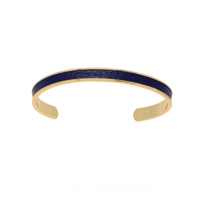 Navy Leather Cuff - Gold, Bracelet - Blaack Fox