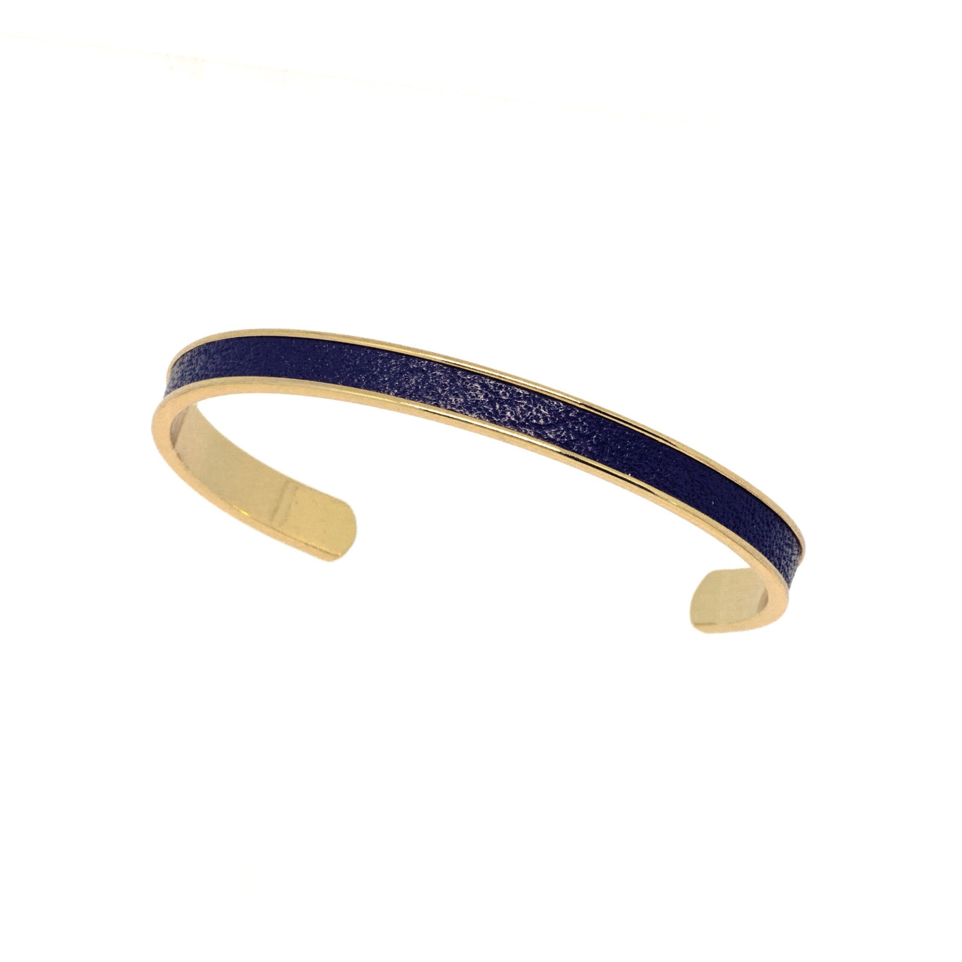 Navy Leather Cuff - Gold, Bracelet - Blaack Fox