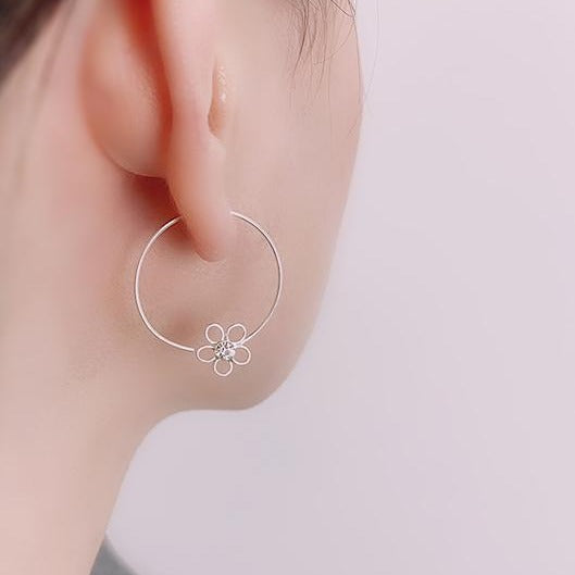 Open Flower Hoop Earrings, Earrings - Blaack Fox